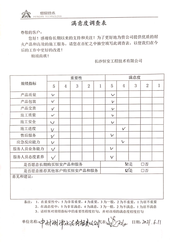 Customer Satisfaction Questionnaire